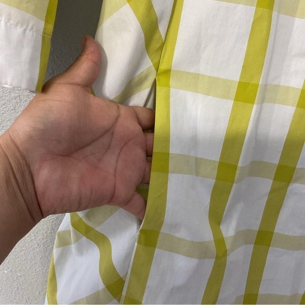 TRA MAD RKE white with lime green stripe dress with side pockets size XS D140 - Picture 4 of 6